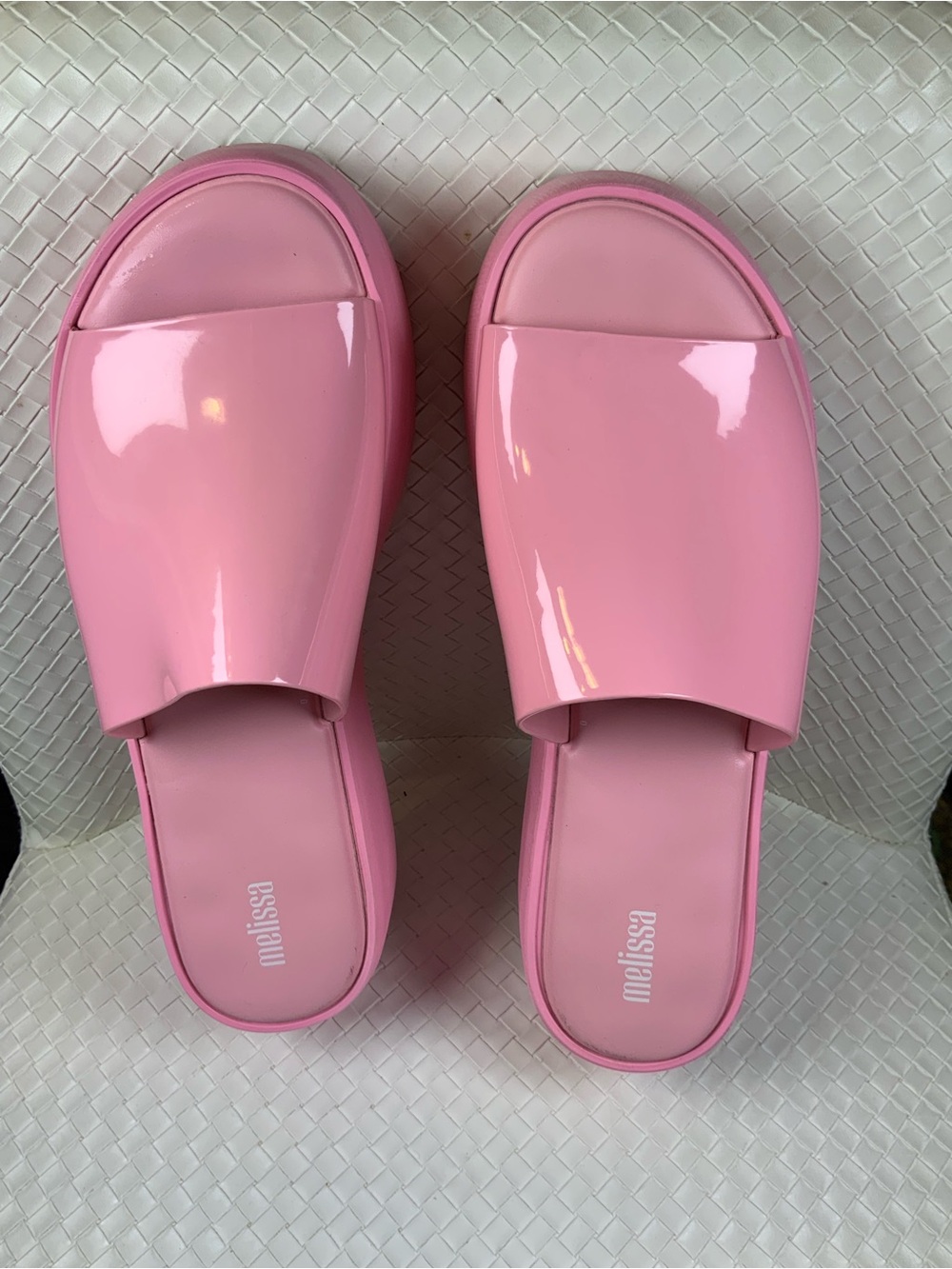 Melissa Glossy Bubblegum Pink Slide Mules